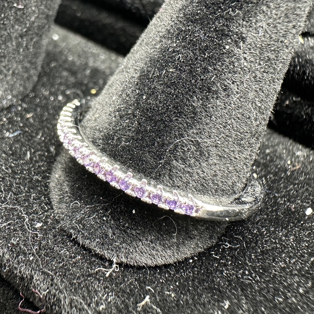 Elegant Purple Stone Silver Band Sterling Silver